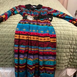 Colorful Patterned Womens dress with belt size 12